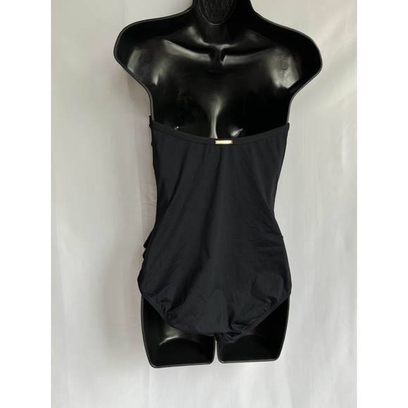 Michael Kors Mio One Piece Flutter Front Bandeau Swimsuit Women's 8 Black Ruffle - Picture 10 of 10